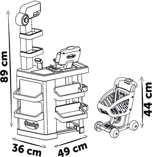 Smoby Supermarket With Shopping Trolley για 3+ Ετών