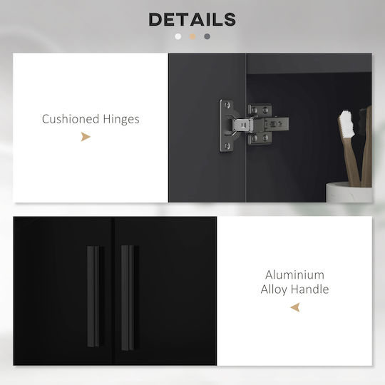 Kleankin Bathroom Cabinet L60xW30xH60cm Black