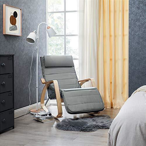 Schaukelstuhl mit Fußhocker Light Grey 67x91x125cm