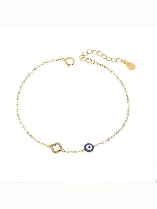 Senza Bracelet with design Eye made of Silver Gold Plated with Zircon