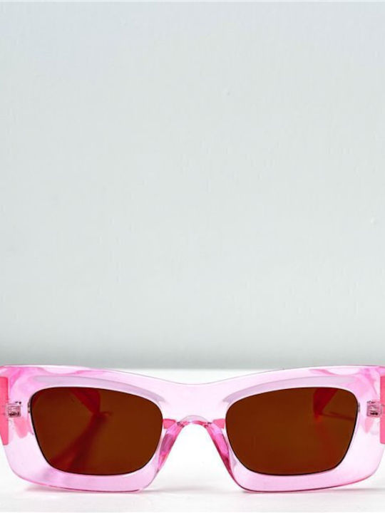 Looks Style Eyewear Sunglasses with Pink Plastic Frame and Pink Lens 74BAA-09184