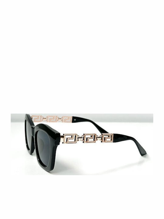Looks Style Eyewear Unisex Γυαλιά Ηλίου με Μαύρο Κοκκάλινο Σκελετό και Μαύρο Φακό 74CAM-03208