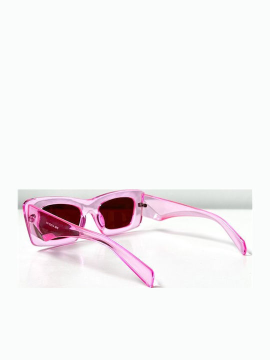 Looks Style Eyewear Women's Sunglasses with Pink Plastic Frame and Burgundy Lens 74baa-09184