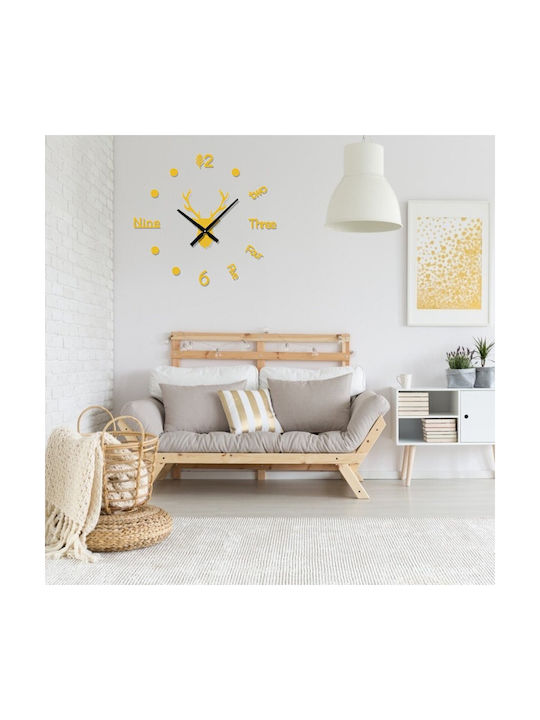 3D Wall Clock Sticker Metallic Gold