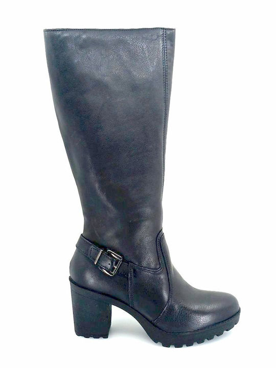 Imac Leather High Heel Women's Boots with Zipper Black