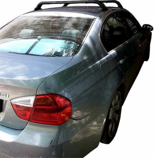 Hermes Steel Car Roof Bars for BMW Series 3 2005-2012 Set with Roof Rack Legs Black