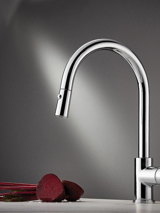 Armando Vicario Fluo Kitchen Counter Faucet with Pull-Out Spray Black