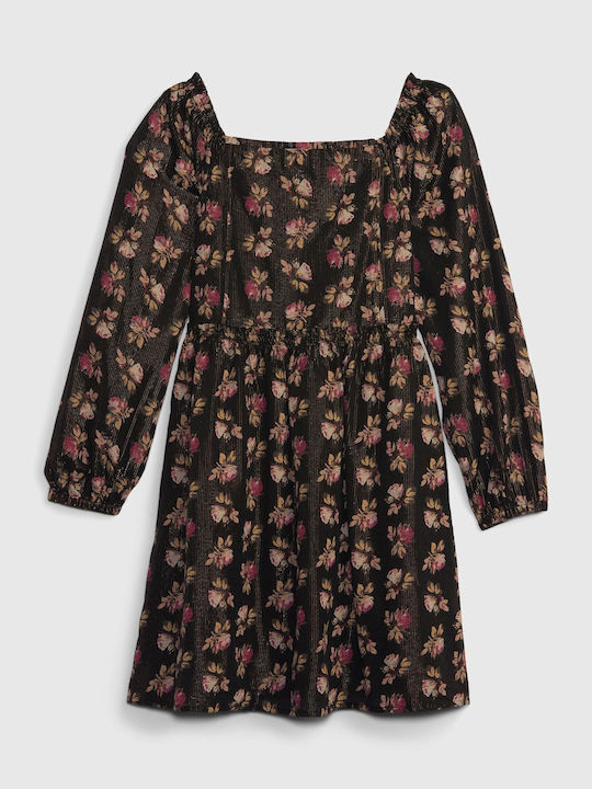 GAP Mädchen Kleid Blumen Langärmelig Mehrfarbig