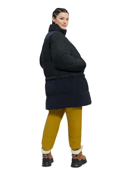 Annabeth Conv Puffer Coat Lang Damen Puffer Jacke Wasserdicht für Winter Schwarz