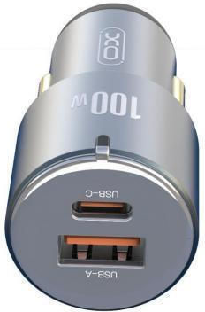 XO Cc47 Φορτιστής Αυτοκινήτου 100W 5A Γρήγορης Φόρτισης με Θύρες: 1xUSB 1xType-C μαζί με Καλώδιο Type-C Μαύρο Χρώμα