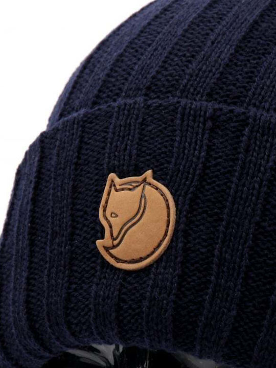 Fjallraven Byron Beanie Unisex Σκούφος με Rib Πλέξη σε Μπλε χρώμα