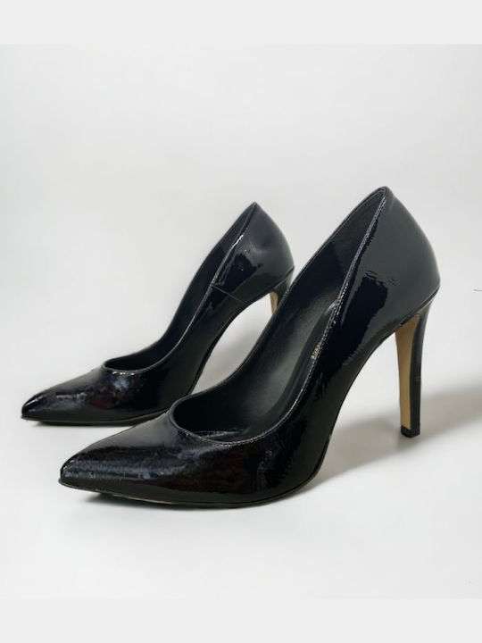 Basic Patent Leather Pointed Toe Black Heels