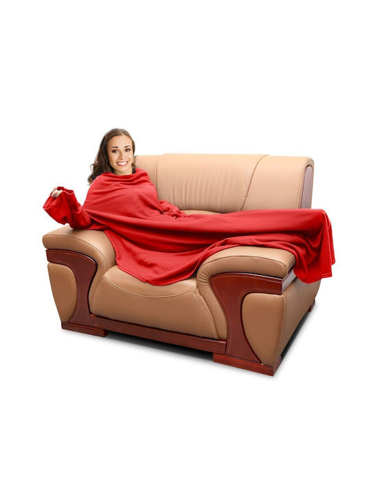 Κουβέρτα Fleece με Μανίκια 135x180εκ. Μπλε