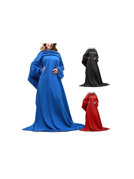 Κουβέρτα Fleece με Μανίκια 135x180εκ. Μπλε