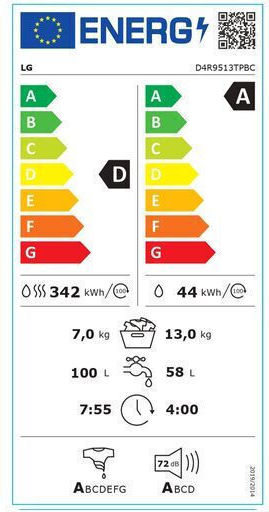 LG Πλυντήριο-Στεγνωτήριο Ρούχων 13kg/7kg Ατμού 1400 Στροφές με Wi-Fi