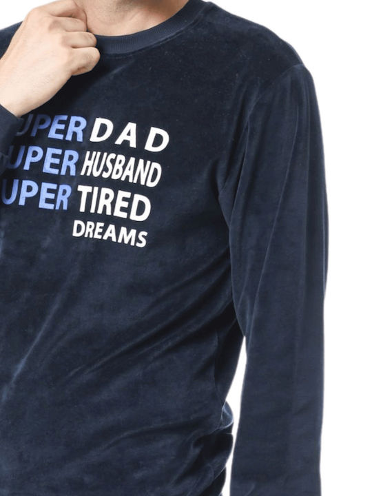 Dreams by Joyce Super Dad Χειμερινή Ανδρική Πιτζάμα Βελουτέ Dreams by Joyce Super Dad Χειμερινή Ανδρική Πιτζάμα Βελουτέ