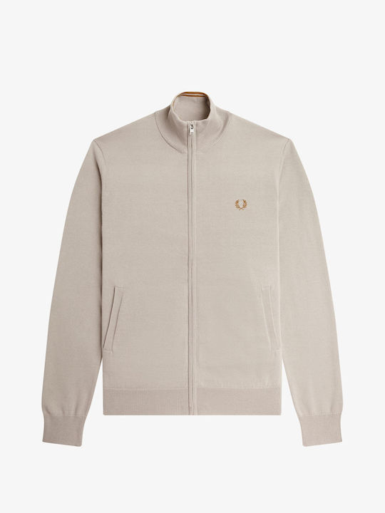 Fred Perry Men's Cardigan with Zipper Dark Oatmeal