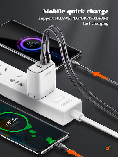 Ldnio USB 2.0 Cable USB-C male - USB-C 65W PD Γκρι 1m LC651