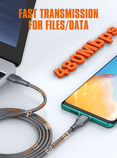 Ldnio LC631 Braided USB 2.0 Cable USB-C male - USB-C 65W PD Πράσινο 1m