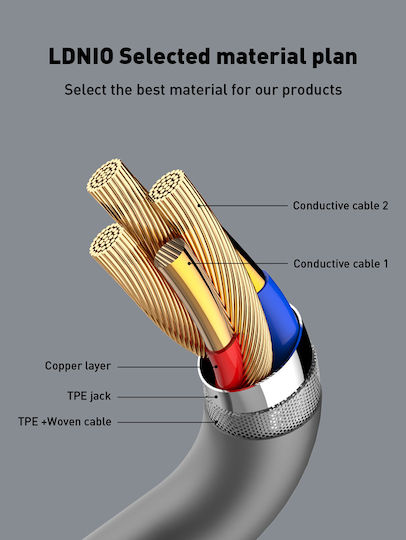 Ldnio LC671 USB 2.0 Cable USB-C male - USB-C 65W PD Γκρι 1m