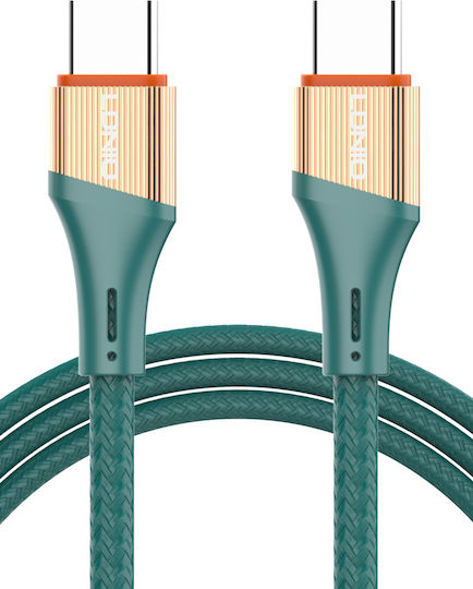Ldnio LC631 Braided USB 2.0 Cable USB-C male - USB-C 65W PD Πράσινο 1m