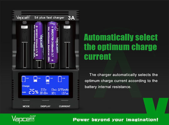 Vapcell S4 Plus V3.0 Charger 4 Batteries Li-ion/Ni-Cd/Ni-MH Size