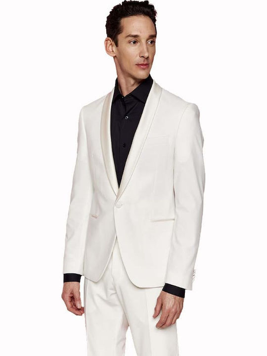 Ανδρικό Κοστούμι Με Γιλέκο Off White