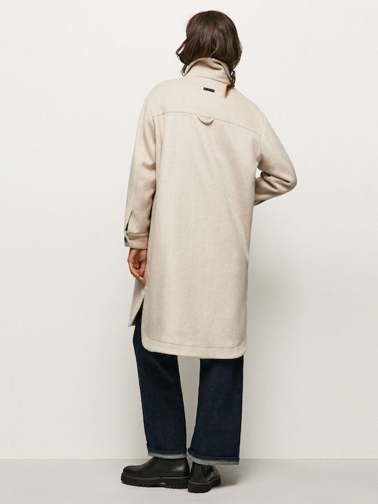 Veruka Γυναικείο Μπεζ Παλτό Oversized με Κουμπιά