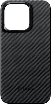 Pitaka Umschlag Rückseite Leder 1.15mm Schwarz (iPhone 15 Pro)