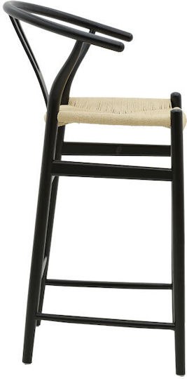 Scaune Bar cu spătar Lemn Woshbone Negru 53x54x107buc