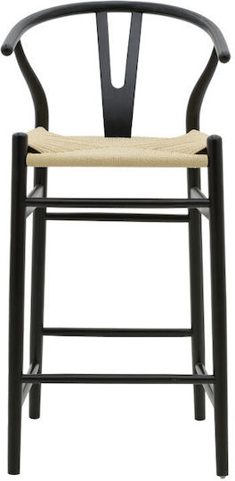 Scaune Bar cu spătar Lemn Woshbone Negru 53x54x107buc