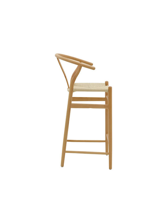 Wooden Garden Stool for Bar Outdoor Wishbone Natural 53x54x107cm
