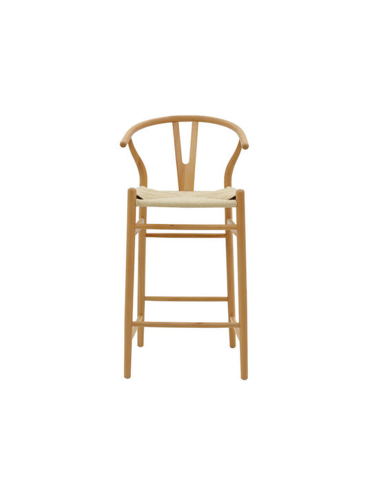 Wooden Garden Stool for Bar Outdoor Wishbone Natural 53x54x107cm