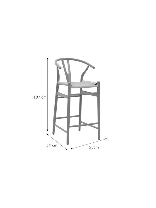 Wooden Garden Stool for Bar Outdoor Wishbone Natural 53x54x107cm
