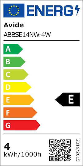 Avide Bec LED 4W 95mm pentru Soclu E14 și Formă T37 Alb natural