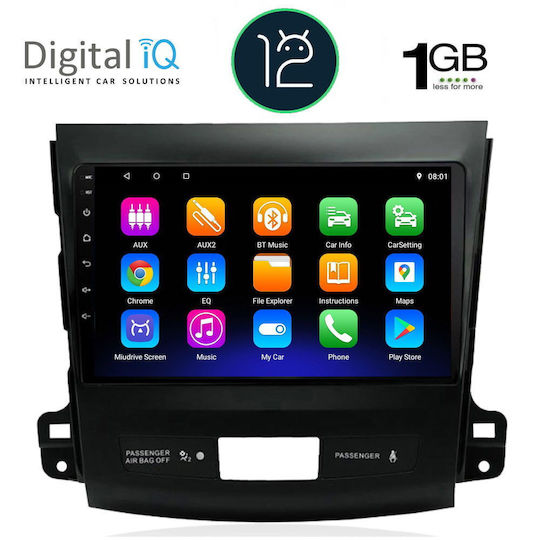 Digital IQ Car Audio System for Peugeot 4007 Mitsubishi Outlander Citroen C-Crosser 2006-2012 (Bluetooth/USB/WiFi/GPS/Apple-Carplay/Android-Auto) with Touch Screen 9"