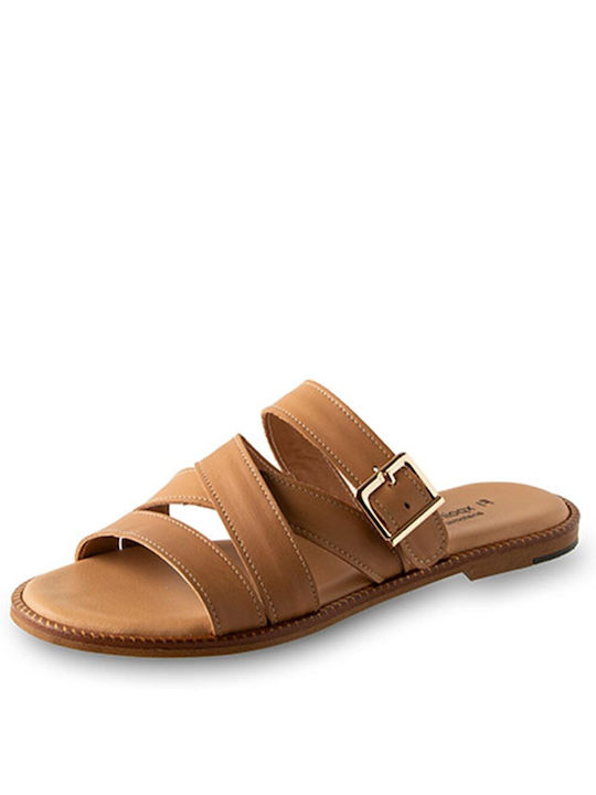 Flexpoint Anatomic Leather Women's Flat Sandals in Tabac Brown Color