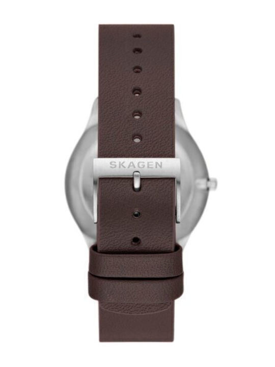Skagen Sundby Ανδρικό Ρολόι 40mm Μπαταρίας με Καφέ Δερμάτινο Λουράκι