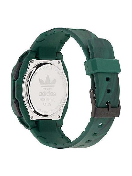 adidas City Tech Two Digital Men's Watch 45mm Battery with Green Rubber Strap