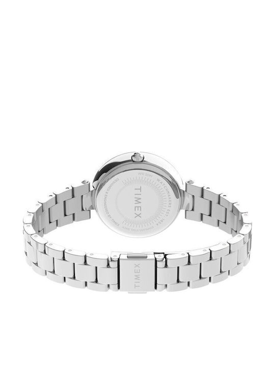 Timex Γυναικείο Ρολόι 32mm Μπαταρίας με Ασημί Μεταλλικό Μπρασελέ