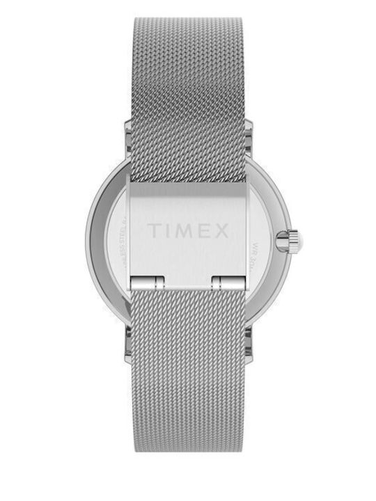 Timex Γυναικείο Ρολόι 34mm Μπαταρίας με Ασημί Μεταλλικό Μπρασελέ