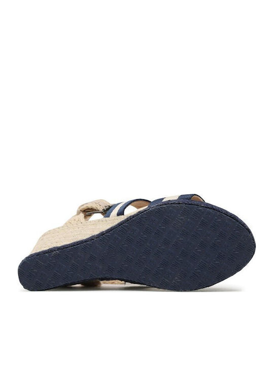 Damenplattformen Navy Blau