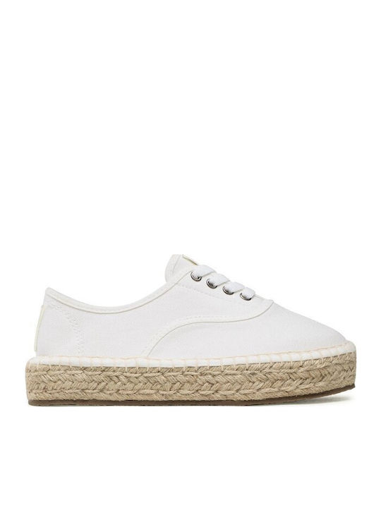 Pantofi Platforme Dama În Stil Espadrile Alb