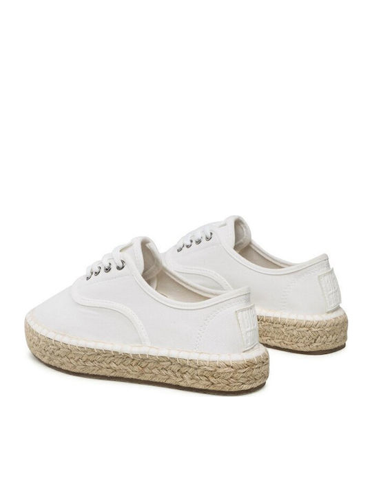 Pantofi Platforme Dama În Stil Espadrile Alb