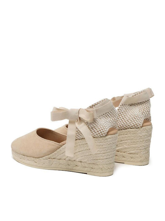 Damenplattformen in Stil Espadrilles Beiges