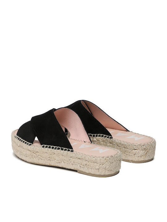 Hamptons Damenplattformen in Stil Espadrilles Schwarz