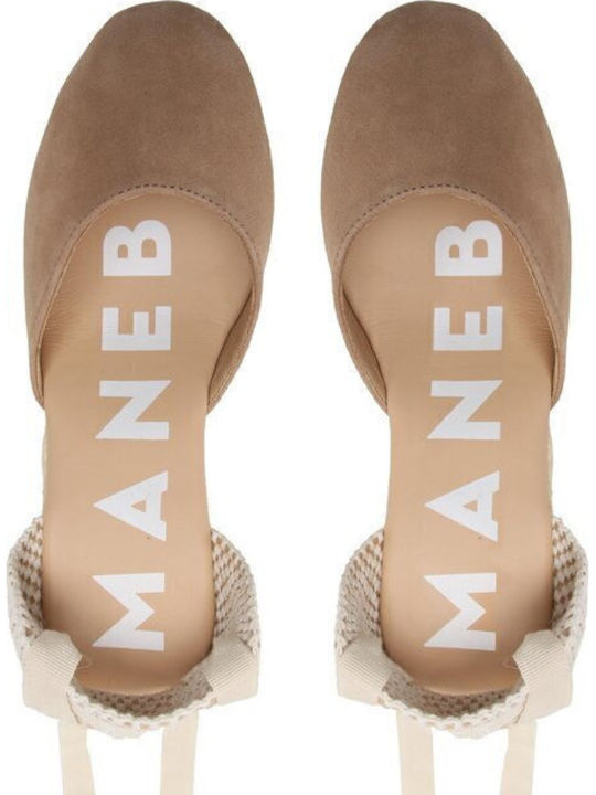 Hamptons Damenplattformen in Stil Espadrilles Braun