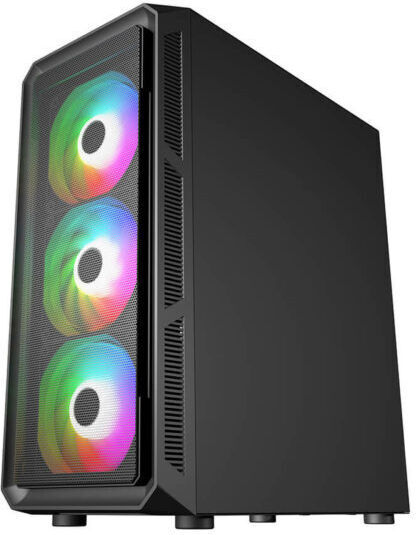 Supercase 19a Series Hermes Gaming Midi Tower Κουτί Υπολογιστή με Πλαϊνό Παράθυρο και RGB Φωτισμό Μαύρο