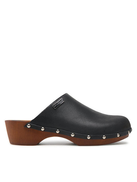 Les Tropeziennes Chunky Heel Leather Mules Black