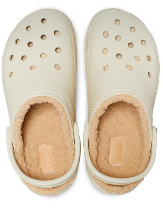 Crocs Classic Platform Lined Σαμπό με Γούνα Μπεζ